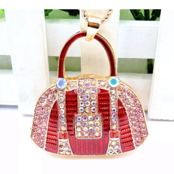 Red and Pink Purse Necklace - Picture 3 of 5